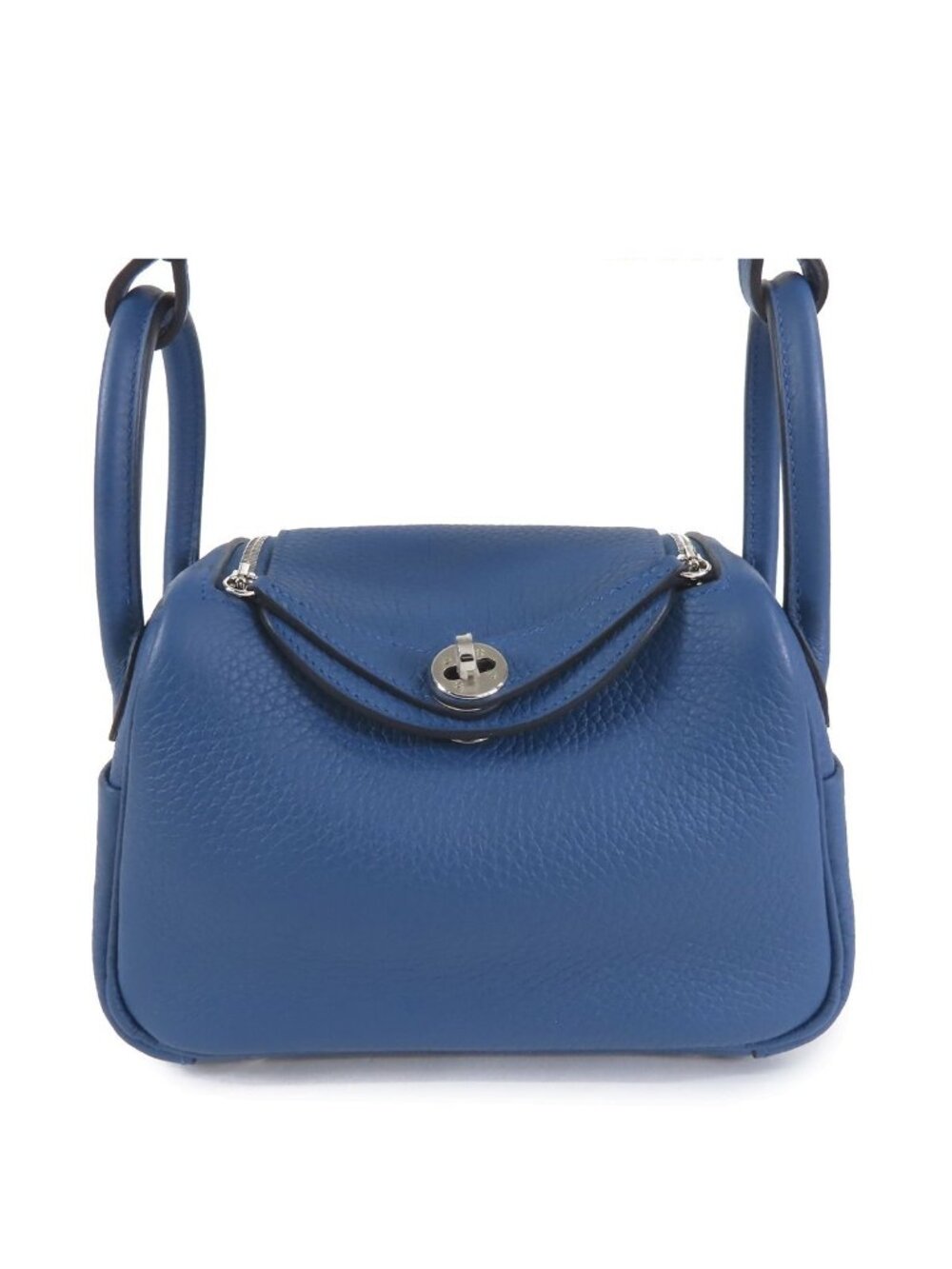 Hermes Lindy 2 Mini Blue Thailand Silver Taurillon 2-Way Shoulder Bag